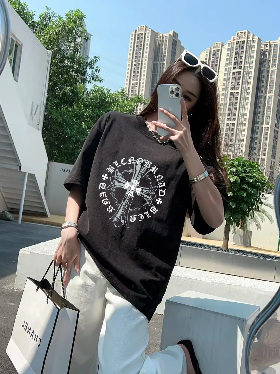 [CH ] 2026FW T LOGO Premium 26s Same Style ：Black White Size：S M L XL 2XL